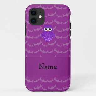 Capa Para iPhone 11 Nome personalizado morcegos roxos
