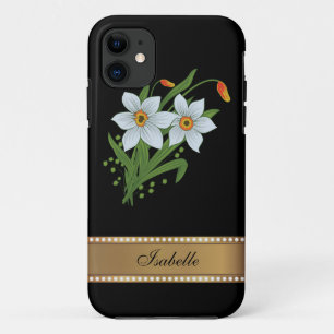 Capa Para iPhone 11 Nome personalizado ouro das tulipas e dos