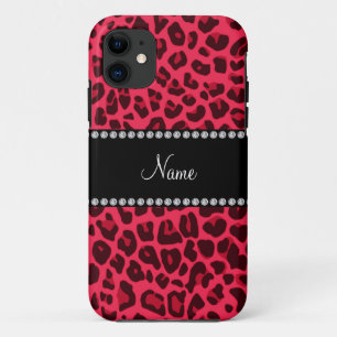 Capa Para iPhone 11 Nome personalizado padrão-leopardo rosa