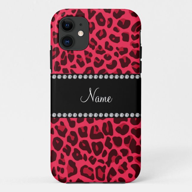 Capa Para iPhone 11 Nome personalizado padrão-leopardo rosa (Verso)