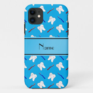Capa Para iPhone 11 Nome personalizado pincéis azuis e padrão dos dent