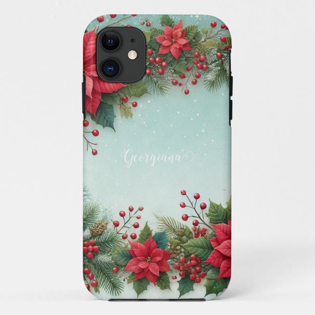Capa Para iPhone 11 Nome Personalizado Prefácio de Molas Florais de Ág (Verso)