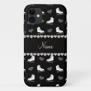 Capa Para iPhone 11 Nome personalizado skates e corações pretos