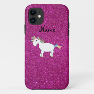 Capa Para iPhone 11 Nome personalizado unicórnio cor-de-rosa