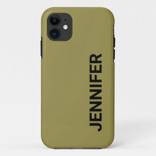 Capa Para iPhone 11 Nome Personalizado Verde Offbeat Sólido