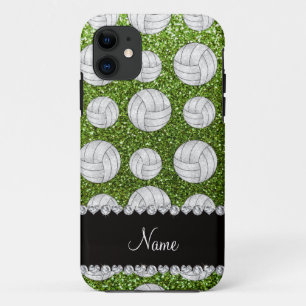 Capa Para iPhone 11 Nome personalizado volleyball brilhante verde bril
