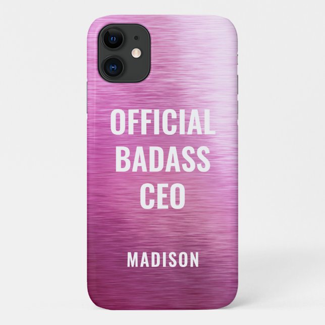 Capa Para iPhone 11 Nome Roxo Metálico Chic CEO Oficial Badass (Verso)