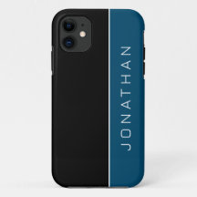 Nome Simples Bloco de Cores Masculina Preto e Azul