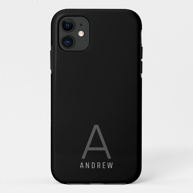 Capa Para iPhone 11 Nome Simples do Monograma Personalizado  (Verso)