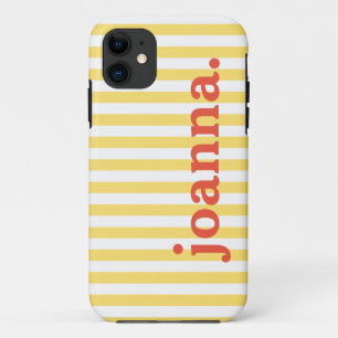 Capa Para iPhone 11 Nome / Vintage Classic Yellow & White Strips