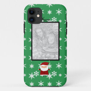 Capa Para iPhone 11 Nomeie e adicione seus próprios papais noeis verde
