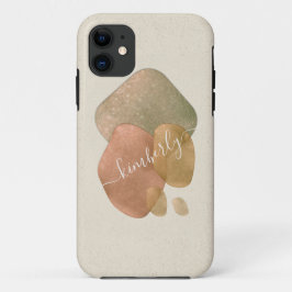 Capa Para iPhone 11 Nomes Formas Brilho Dourado Rosa Abstrato Aquarela
