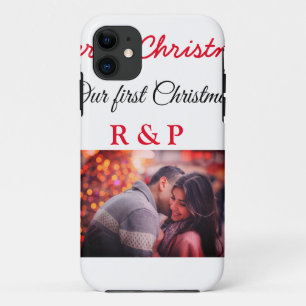 Capa Para iPhone 11 Nosso primeiro Natal adicione nome foto casamento