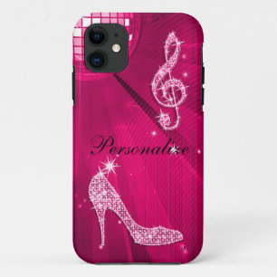 Capa Para iPhone 11 Nota da música do rosa quente & salto de estilete