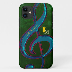 Capa Para iPhone 11 nota musical clave iniciais do nome