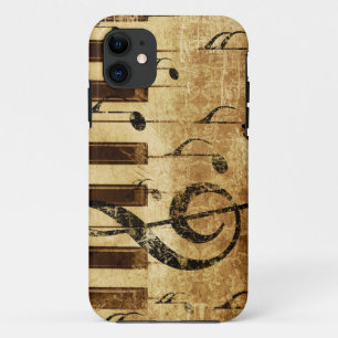 Capa Para iPhone 11 Notas de música retrô e piano