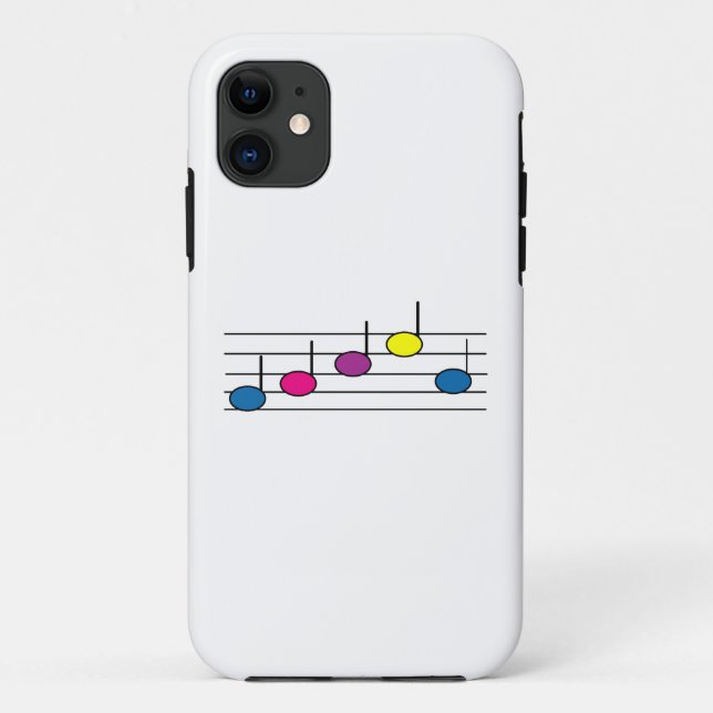 Capa Para iPhone 11 Notas Musicais Coloridas Padrão Moderno (Verso)