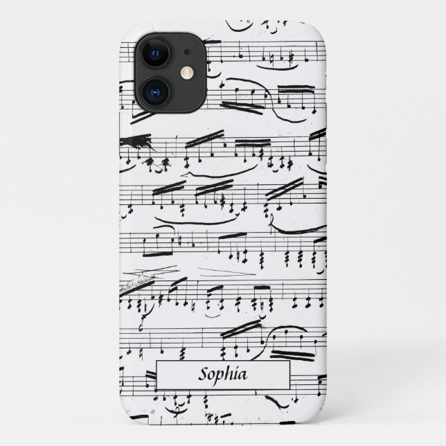 Capa Para iPhone 11 Notas Musicais Partitura de Piano Personalizada (Verso)