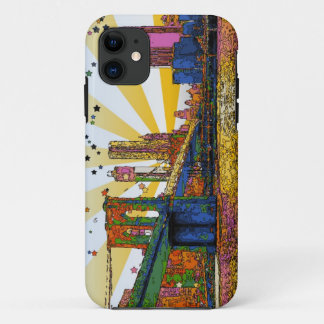 Capa Para iPhone 11 Nova Iorque psicodélico: Ponte Brooklyn, WTC nº 1