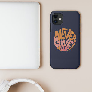 Capa Para iPhone 11 Nunca desistir - Motivação Rosa e Laranja Escuro