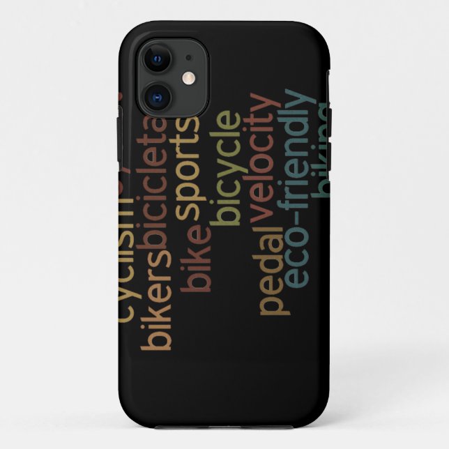 Capa Para iPhone 11 nuvem de palavras de bicicleta (Verso)