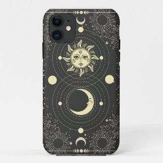 Capa Para iPhone 11 Nuvens de Lua-Sol Tarot, Estéticas Escuras