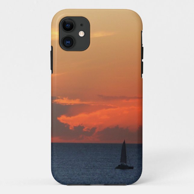 Capa Para iPhone 11 Nuvens solares e paisagem marinha (Verso)