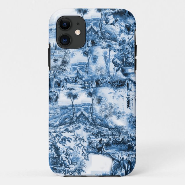 Capa Para iPhone 11 O azul português azulejo o padrão romântico da cen (Verso)