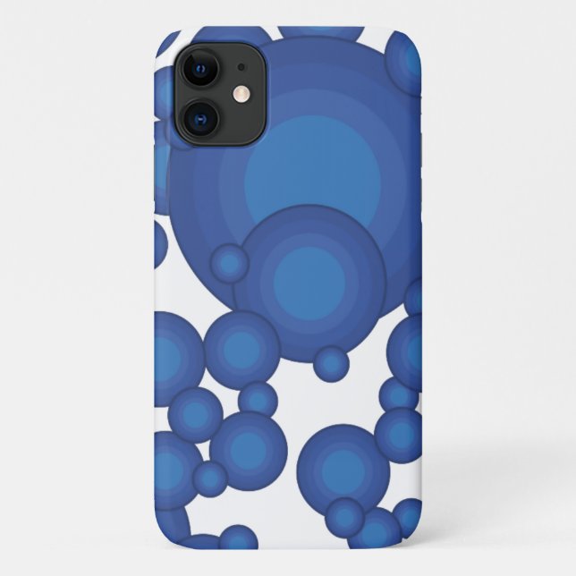 Capa Para iPhone 11 O círculo de estilo do ano azul dos anos 70 (Verso)