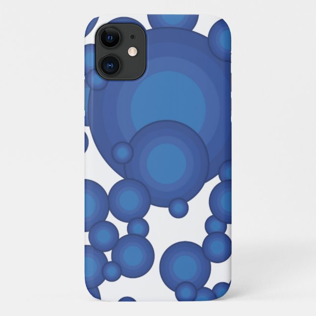 Capa Para iPhone 11 O círculo de estilo do ano azul dos anos 70 (Verso)