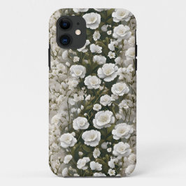 Capa Para iPhone 11 O Design de Padrão Floral Macio Branco