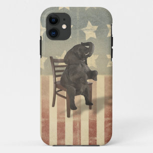 Capa Para iPhone 11 O elefante do GOP toma à cadeira o humor engraçado