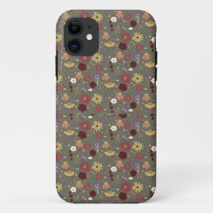Capa Para iPhone 11 O fundo verde da Embriação Floral do outono
