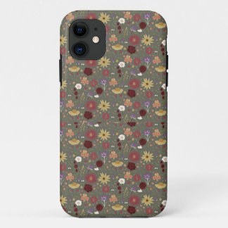 Capa Para iPhone 11 O fundo verde da Embriação Floral do outono