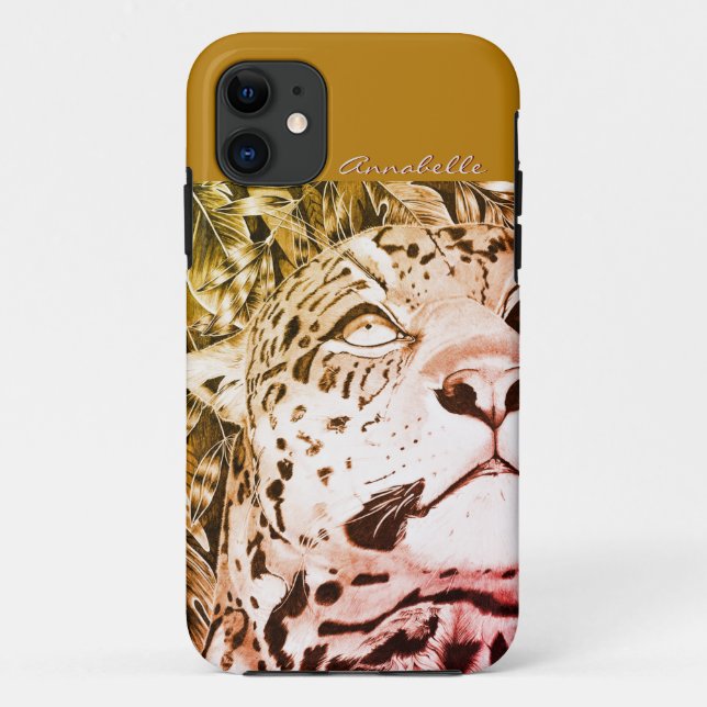 Capa Para iPhone 11 O Jaguar (ouro/vermelho) (Verso)