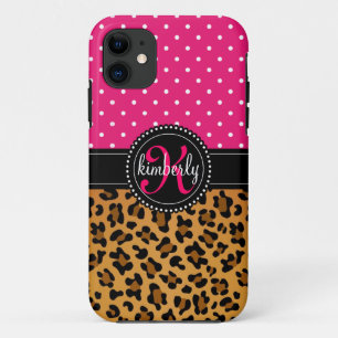 Capa Para iPhone 11 O rosa elegante do impressão do leopardo pontilha