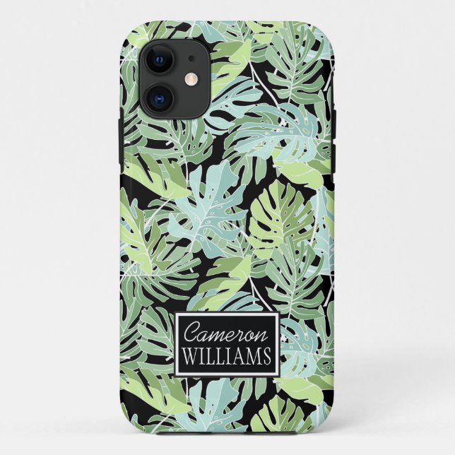 Capa Para iPhone 11 O teste padrão floral | da selva adiciona seu nome (Verso)