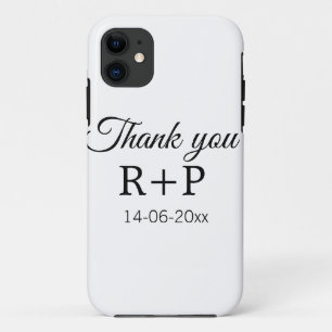 Capa Para iPhone 11 Obrigado adicionar iniciais do nome do casal texto