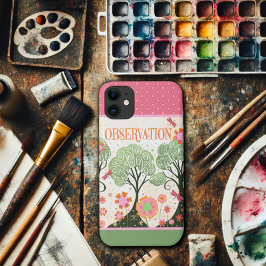 Capa Para iPhone 11 Observação Inspirividade Verde Cor-de-Rosa Floral