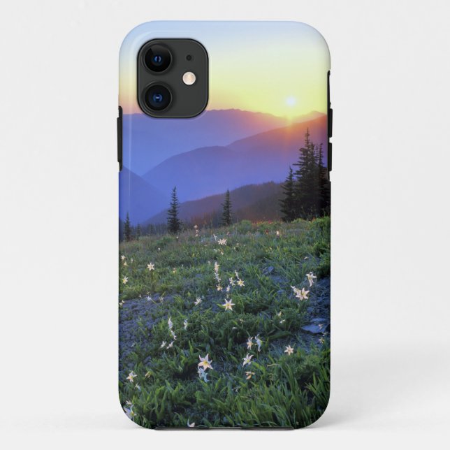 Capa Para iPhone 11 Obstruciton Point Sunset, Olimpiadas NP, WA, EUA (Verso)