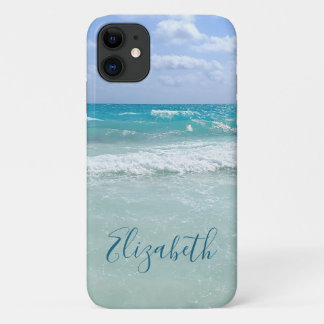 Capa Para iPhone 11 Ocean Beach Waves Adicione Seu Nome