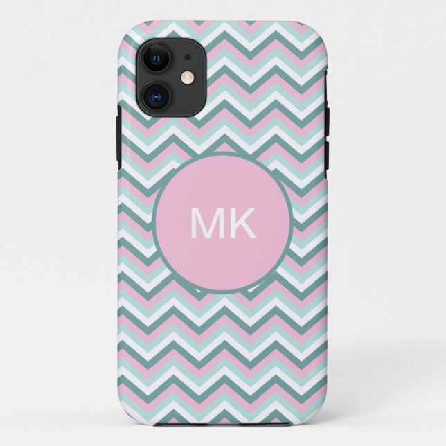 Capa Para iPhone 11 Ocean Mist Chevron Patterno (Verso)