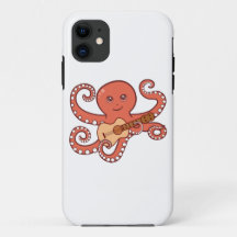 Octopus Adorável Jogando Cartografia de Violão Acú