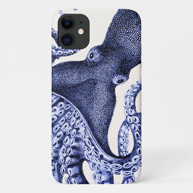 Capa Para iPhone 11 Octopus Azul Paisagem (Verso)