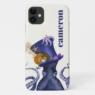Capa Para iPhone 11 Octopus com chapéu náutico