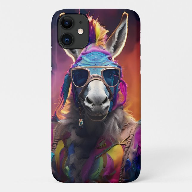 Capa Para iPhone 11 Óculos Azuis Funky Donkey (Verso)