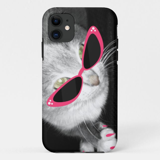 Capa Para iPhone 11 Óculos de sol do gato eu telefono ao caso 5 (Verso)