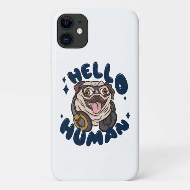 Capa Para iPhone 11 Olá humano Cachorro fofo (Verso)