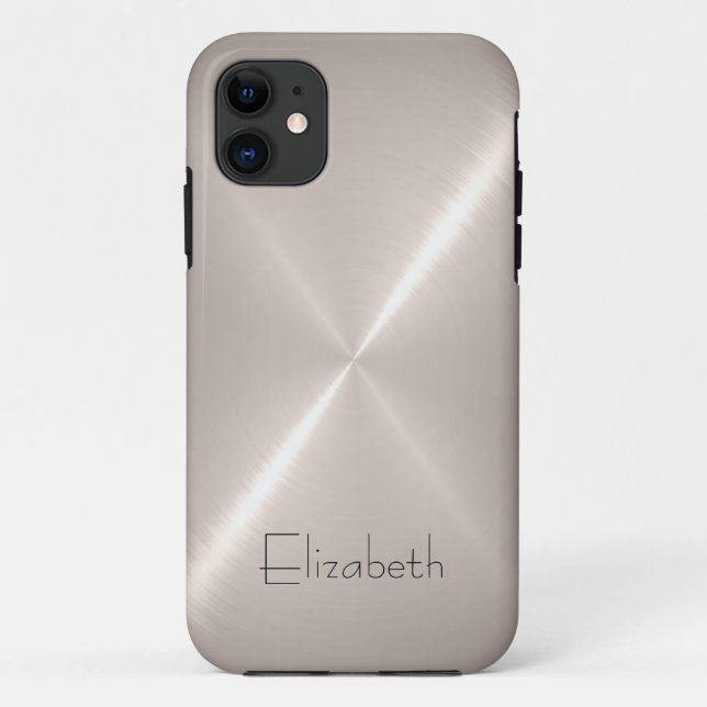 Capa Para iPhone 11 Olhar de aço inoxidável de prata do metal (Verso)