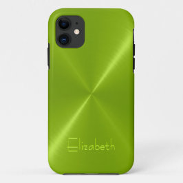 Capa Para iPhone 11 Olhar de aço inoxidável verde metálico do metal